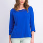 Blusa feminina Karen Scott de crochê com decote quadrado, azul-marinho, tamanho X-S