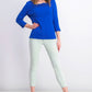 Blusa feminina Karen Scott de crochê com decote quadrado, azul-marinho, tamanho X-S