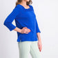 Blusa feminina Karen Scott de crochê com decote quadrado, azul-marinho, tamanho X-S