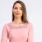 Blusa feminina Karen Scott de crochê com decote quadrado, rosa, tamanho pequeno
