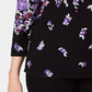 Karen Scott Suéter feminino com estampa floral, preto, tamanho X-S