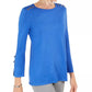 JM Collection Top Feminino com Decote Redondo e Estampa Floral Azul Tamanho Grande