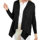 Cardigan feminino JM Collection Petite com nervuras mistas e plissado, preto, tamanho pequeno