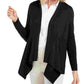 Cardigan feminino JM Collection Petite com nervuras mistas e plissado, preto, tamanho extragrande