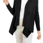 Cardigan feminino JM Collection Petite com nervuras mistas e plissado, preto, tamanho extragrande