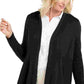 Cardigan feminino JM Collection Petite com nervuras mistas e plissado, preto, tamanho extragrande