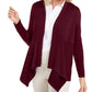 Cardigan feminino JM Collection Petite com nervuras mistas e botões, roxo escuro, tamanho grande