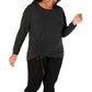 Ideology Top feminino com franzido frontal, preto, tamanho 2X
