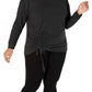 Ideology Top feminino com franzido frontal, preto, tamanho 2X