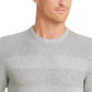 Suéter masculino de algodão liso texturizado com gola redonda, cinza, tamanho XX-G