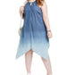 Vestido feminino com bainha de lenço ombré da INC International Concepts, azul, tamanho 2X