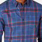 Camisa xadrez masculina American Rag com acabamento contrastante, tamanho grande, azul marinho