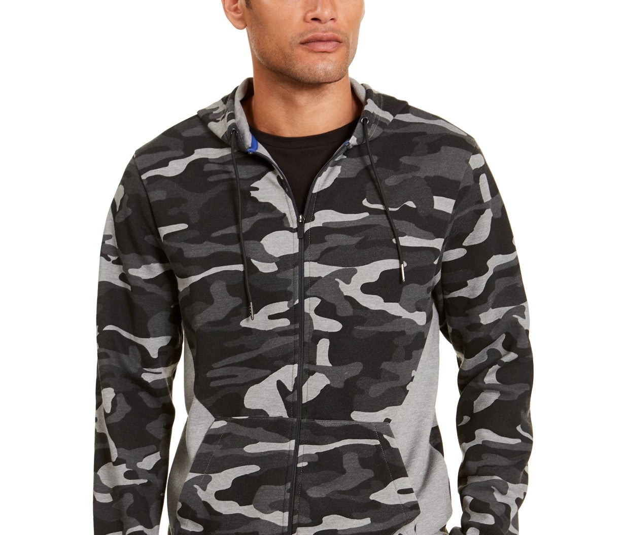 Jaqueta camuflada com blocos de cores masculina ID Ideology, preta, tamanho pequeno