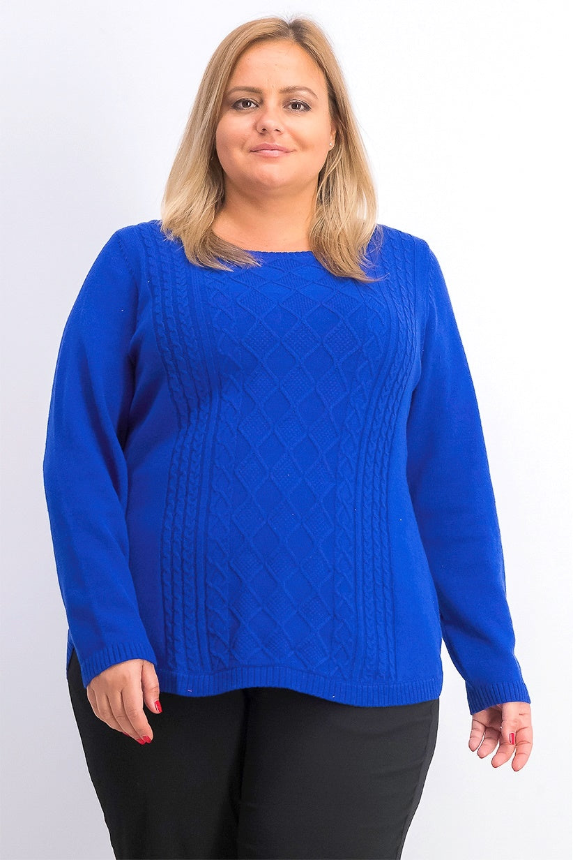 Suéter feminino Charter Club Cable azul tamanho XX-G