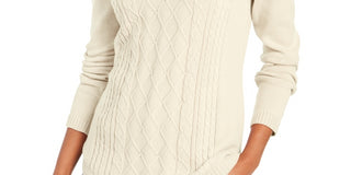 Charter Club Women's Cable Sweater White Size Large
