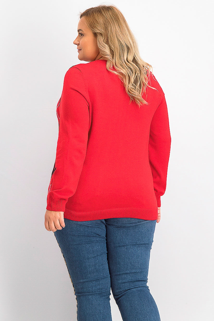 Suéter feminino Charter Club Argyle com gola redonda, vermelho, tamanho extragrande