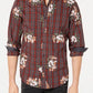 Camisa casual xadrez floral masculina INC International Concepts vermelha tamanho pequeno