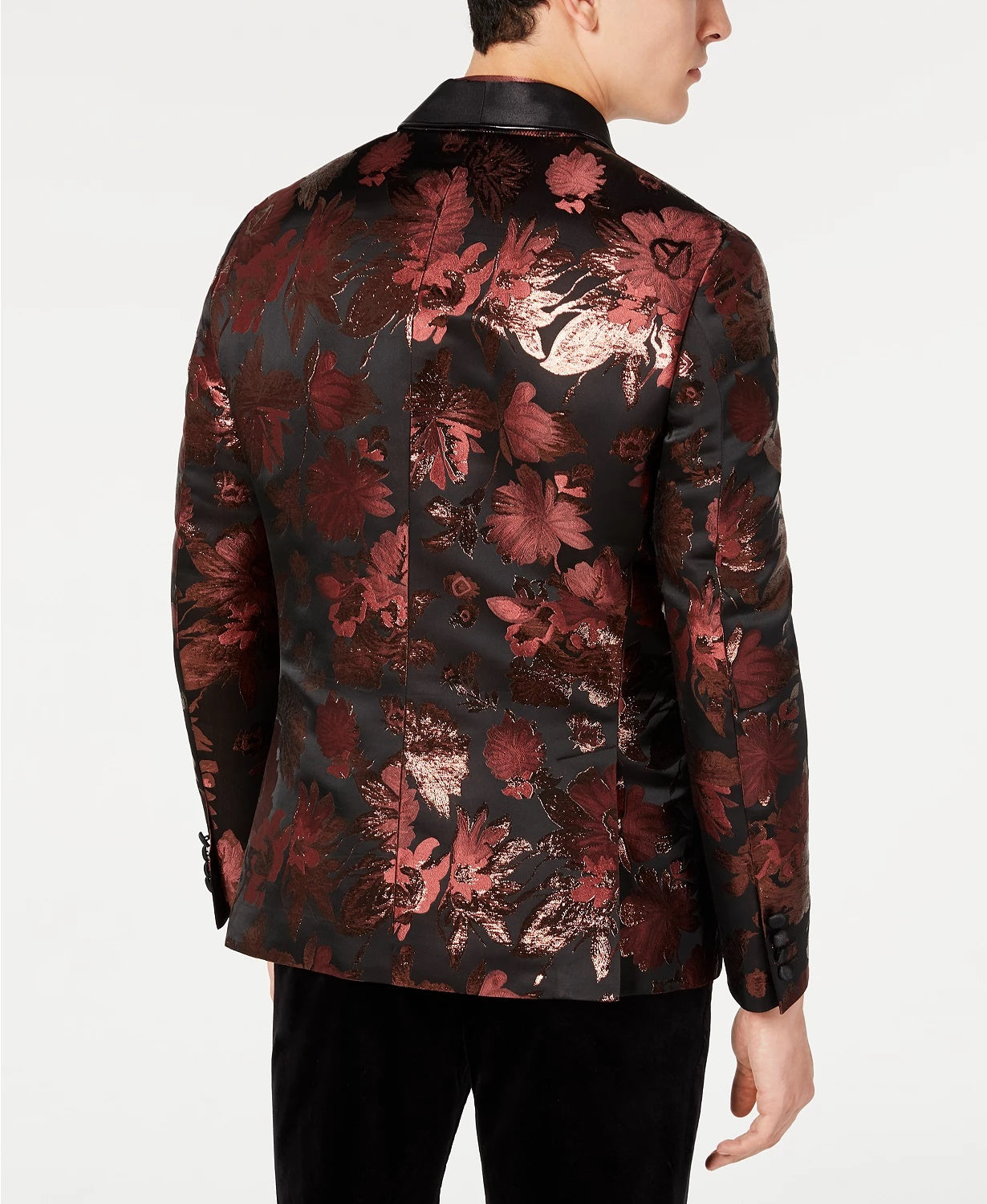 Blazer masculino slim fit com jacquard ferrugem floral marrom tamanho grande da INC International Concepts