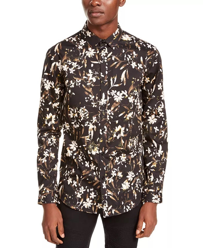 Camisa floral masculina Dominic da INC International Concepts, preta, tamanho XX-G
