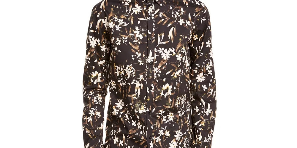 Camisa floral masculina Dominic da INC International Concepts, preta, tamanho XX-G