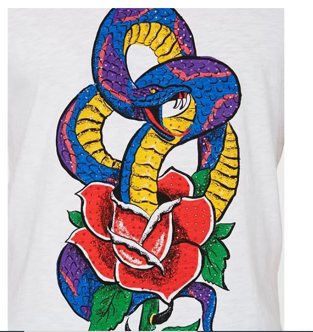 Camiseta masculina com strass e cobra da INC International Concepts, branca, tamanho XXX-G