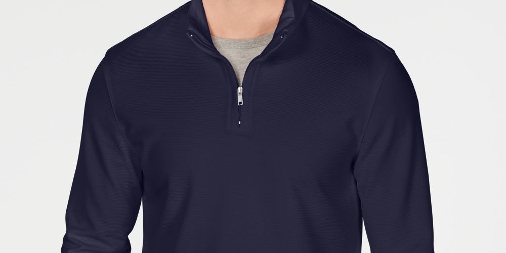 Suéter Alfani Masculino Texturizado com Zíper de 1/4 Azul Marinho Tamanho XX-G