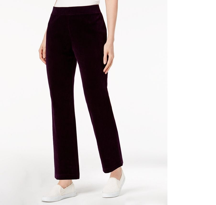 Calça esportiva feminina Karen Scott de veludo roxa tamanho X-G