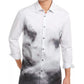 Camisa casual masculina Alfani com botões frontais e manga comprida, cinza, tamanho extragrande
