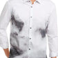 Camisa casual masculina Alfani com botões frontais e manga comprida, cinza, tamanho extragrande