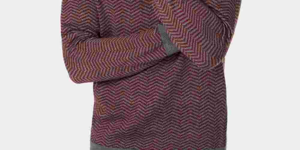 Suéter masculino Tasso Elba de lã merino mesclada com decote em V e espinha de peixe, vermelho, tamanho grande
