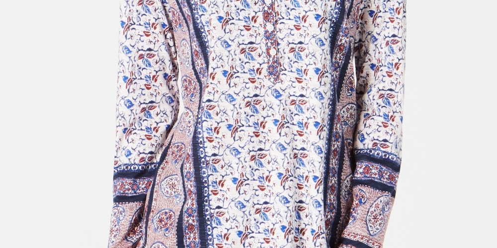 Blusa feminina estampada com mangas bufantes e aba estilo Style &amp; Co, tamanho azul marinho, pequena