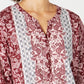 Blusa feminina com estampa patchwork estilo &amp; co, vermelha, tamanho grande
