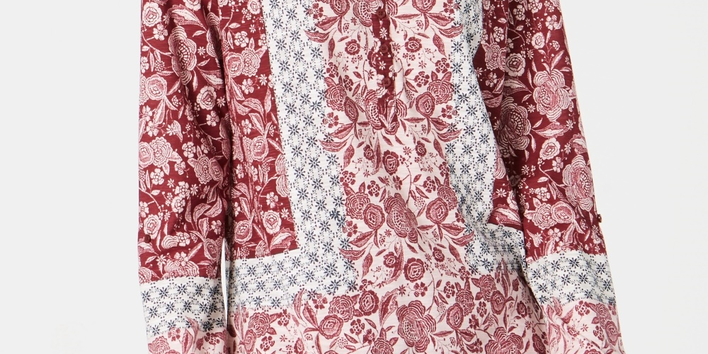 Blusa feminina com estampa patchwork estilo &amp; co, vermelha, tamanho grande