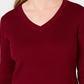 Karen Scott Suéter Feminino de Algodão com Gola V Vermelho Tamanho Grande