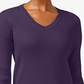 Karen Scott Suéter Feminino de Algodão com Malha Canelada Roxo Tamanho Pequeno-Médio