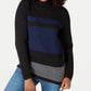 Karen Scott Suéter Feminino Petite Colorblocked Algodão Gola Alta Azul Tamanho Pequeno Grande