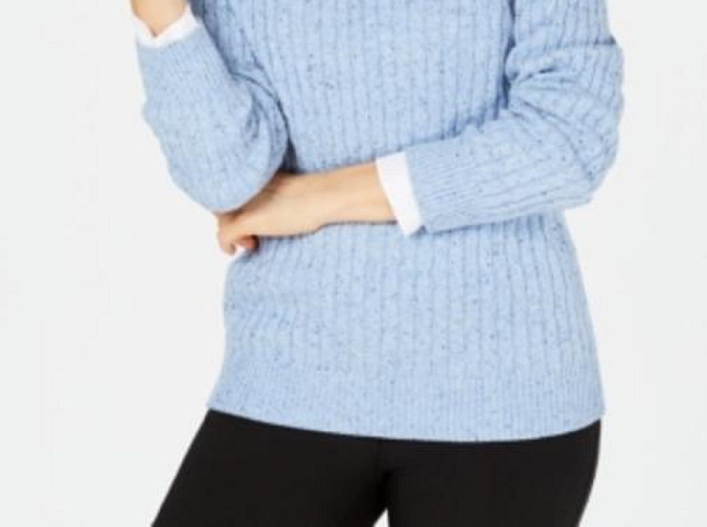 Karen Scott Suéter Feminino Petite em Tricô com Decote em V Azul Tamanho Petite