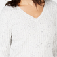 Karen Scott Suéter Feminino Petite Cable-Knit com Decote em V Tamanho Natural - GG
