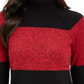 Karen Scott Suéter Feminino Petite Colorblock Algodão Gola Alta Vermelho Petite Pequeno