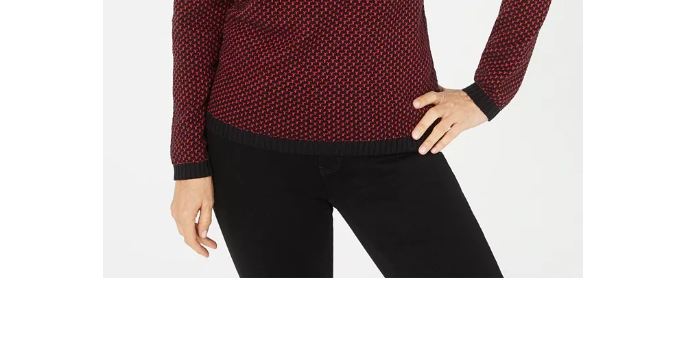 Karen Scott Suéter Feminino de Algodão com Gola Alta Vermelho Tamanho Pequeno Pequeno