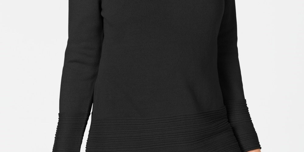 Karen Scott Suéter Feminino de Algodão com Gola Canoa Preto Tamanho Médio