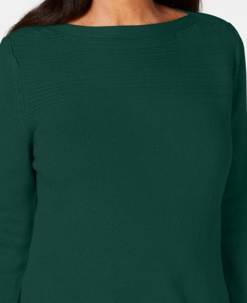 Karen Scott Suéter Feminino de Algodão com Gola Canoa Verde Tamanho X-G