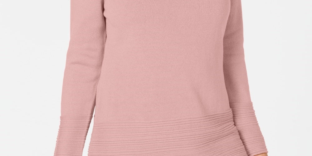 Karen Scott Suéter Feminino de Algodão com Gola Canoa Rosa Tamanho Grande