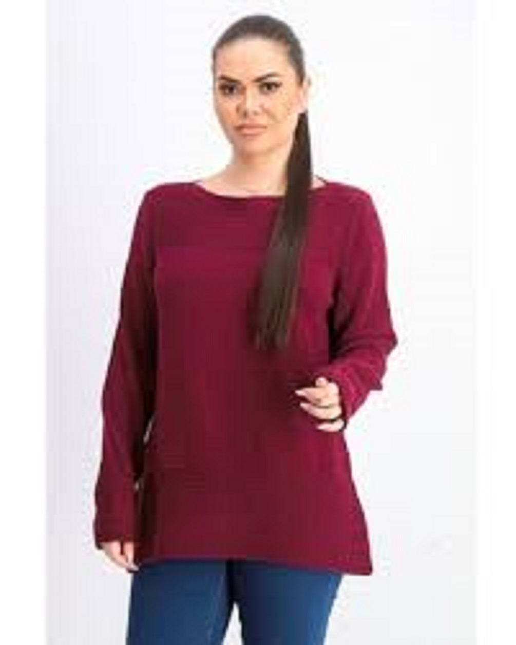 Karen Scott Suéter feminino de algodão com gola canoa, vermelho, tamanho grande