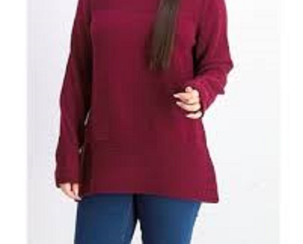 Karen Scott Suéter feminino de algodão com gola canoa, vermelho, tamanho grande