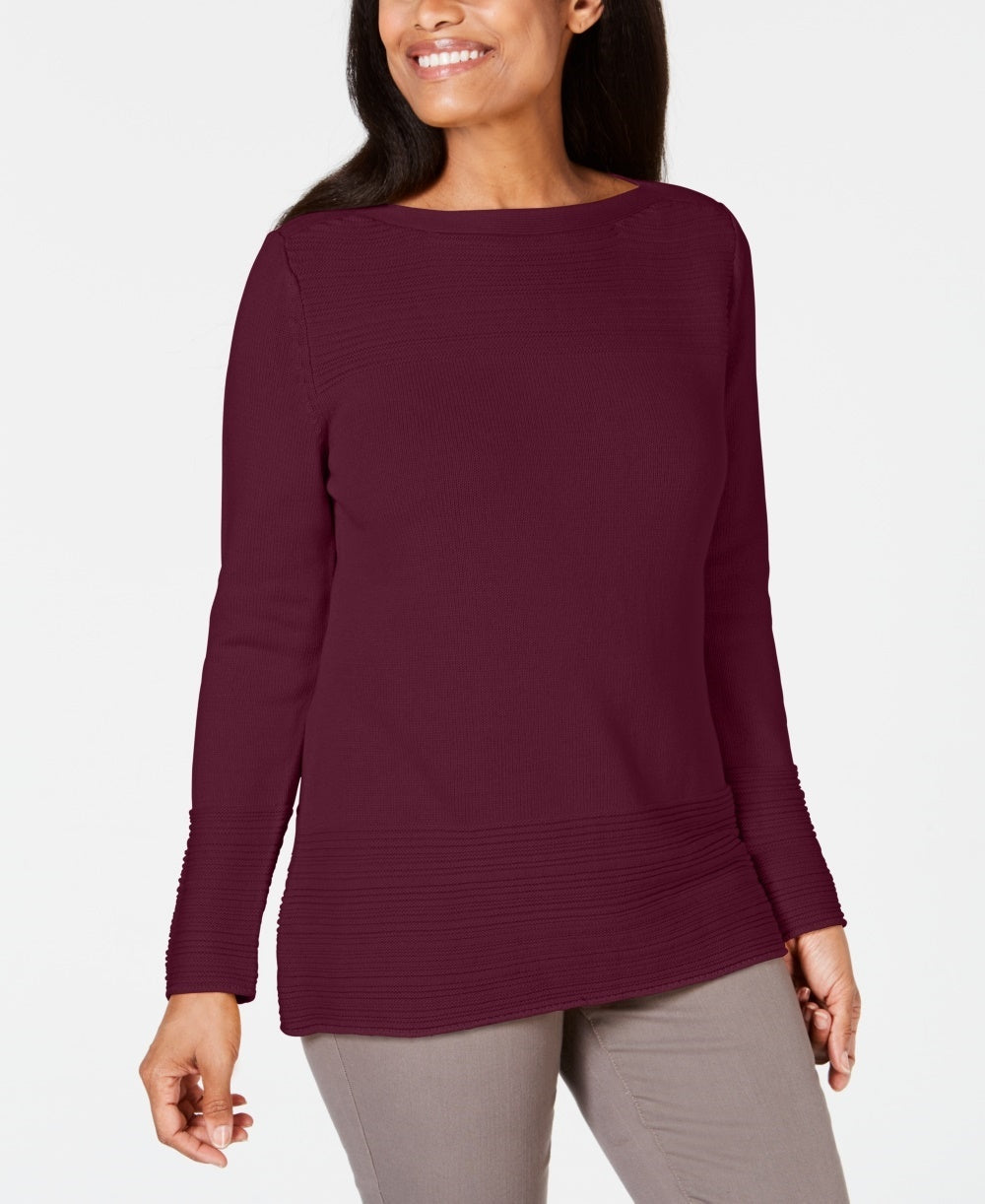 Karen Scott Suéter Feminino de Algodão com Gola Canoa Vermelho Tamanho XS