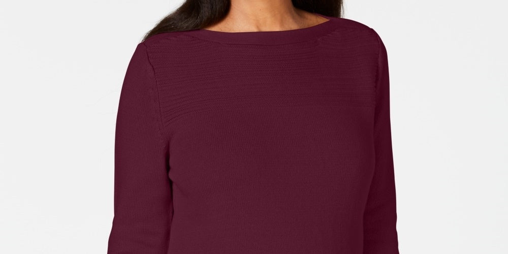 Karen Scott Suéter Feminino de Algodão com Gola Canoa Vermelho Tamanho XS
