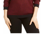 Karen Scott Suéter Henley Feminino de Algodão Bicolor Vermelho Tamanho Pequeno