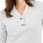 Karen Scott Suéter Henley de Algodão com Acabamento em Ferragens Feminino, Cinza, Tamanho Pequeno Grande