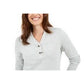 Karen Scott Suéter Henley de Algodão com Acabamento em Ferragens Feminino Branco Tamanho Pequeno Médio